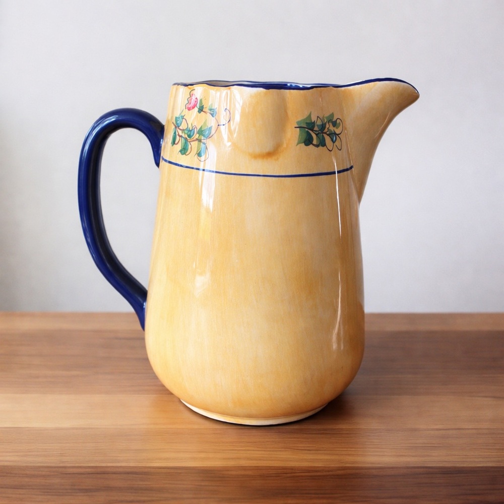 Cracker Barrel Rooster Pitcher Blue Handle Farmhouse Kitchen Decor Cottagecore - Picture 2 of 8